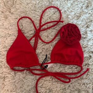 Red Triangle Bikini Top